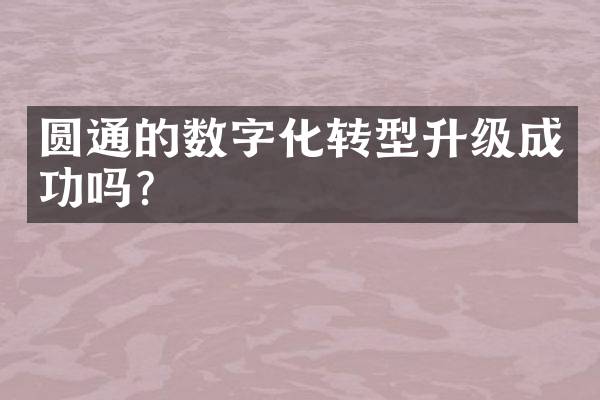 圆通的数字化转型升级成功吗？