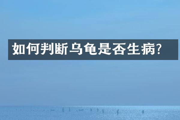 如何判断乌龟是否生病？