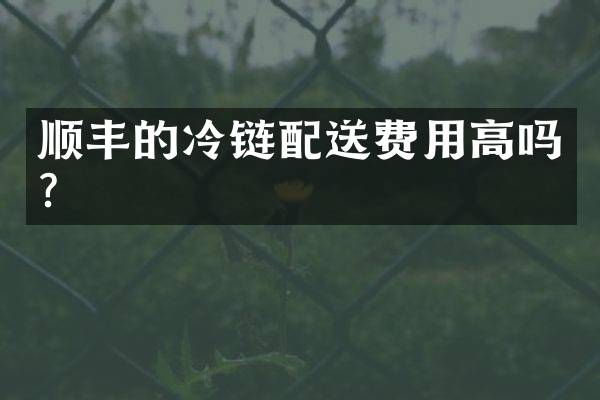 顺丰的冷链配送费用高吗？