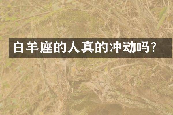 白羊座的人真的冲动吗？