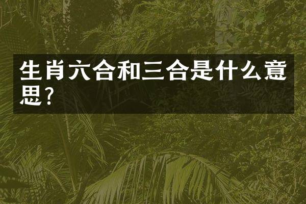 生肖六合和三合是什么意思？