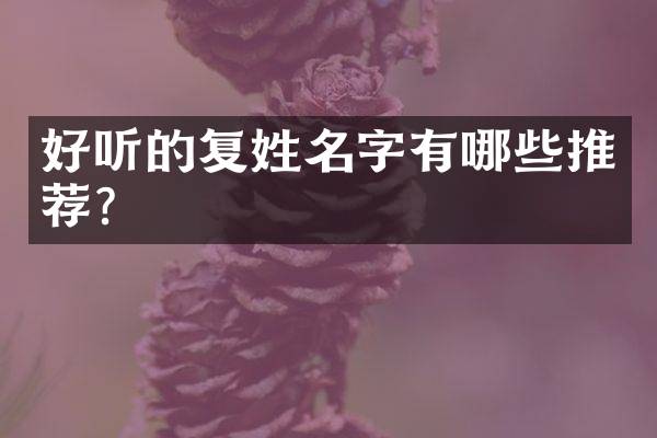 好听的复姓名字有哪些推荐？