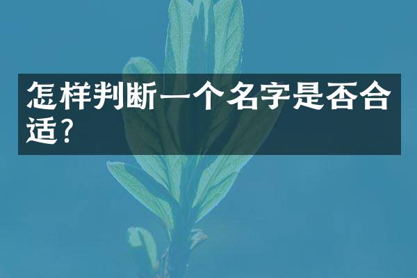 怎样判断一个名字是否合适？