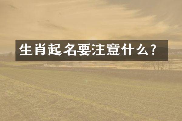 生肖起名要注意什么？