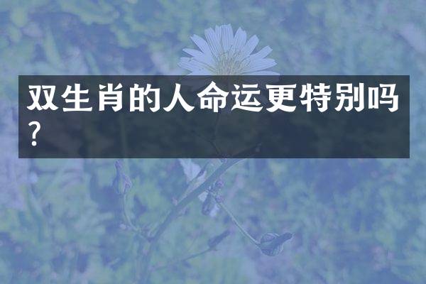 双生肖的人命运更特别吗？