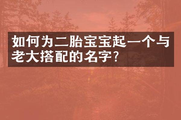 如何为二胎宝宝起一个与老大搭配的名字？