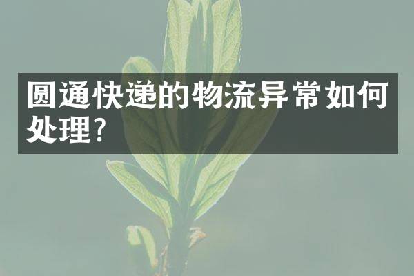 圆通快递的物流异常如何处理？