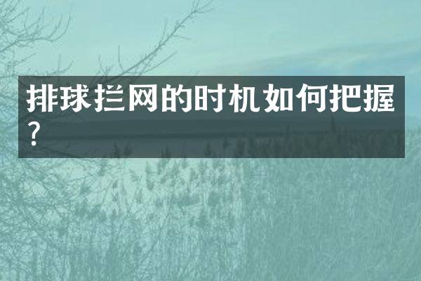 排球拦网的时机如何把握？