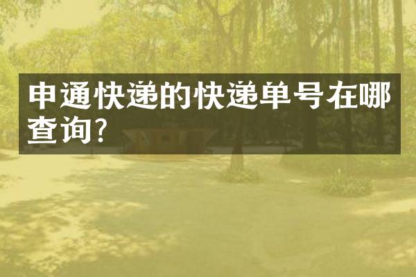 申通快递的快递单号在哪查询？