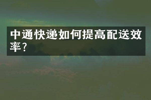 中通快递如何提高配送效率？