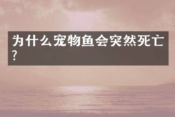 为什么宠物鱼会突然死亡？