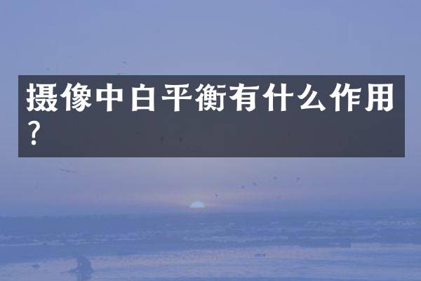 摄像中白平衡有什么作用？