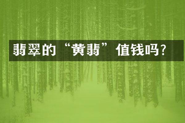 翡翠的“黄翡”值钱吗？