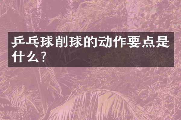 乒乓球削球的动作要点是什么？