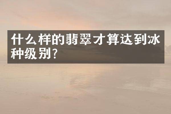 什么样的翡翠才算达到冰种级别？