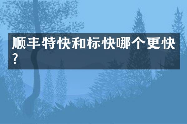 顺丰特快和标快哪个更快？