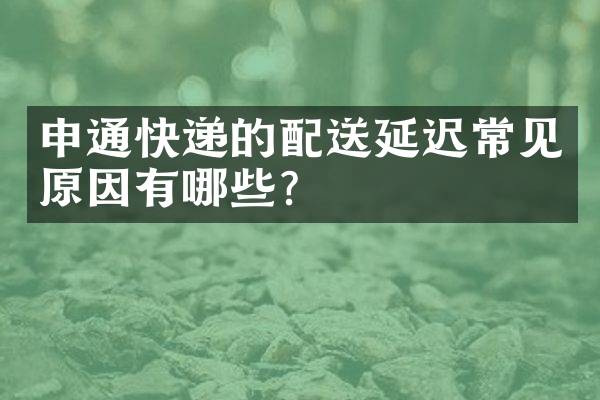 申通快递的配送延迟常见原因有哪些？
