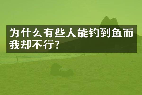 为什么有些人能钓到鱼而我却不行？
