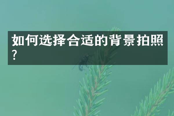 如何选择合适的背景拍照？