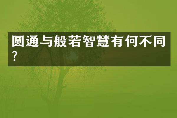 圆通与般若智慧有何不同？