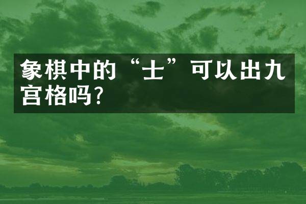 象棋中的“士”可以出九宫格吗？