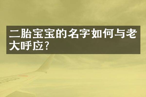 二胎宝宝的名字如何与老大呼应？