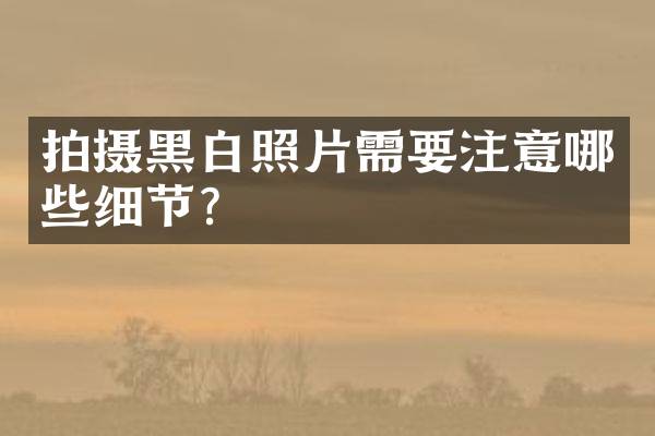 拍摄黑白照片需要注意哪些细节？