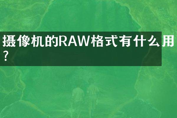 摄像机的RAW格式有什么用？