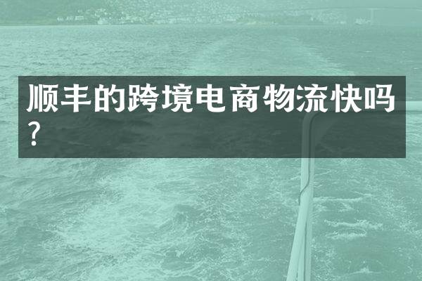 顺丰的跨境电商物流快吗？