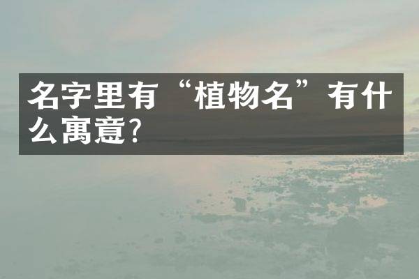 名字里有“植物名”有什么寓意？