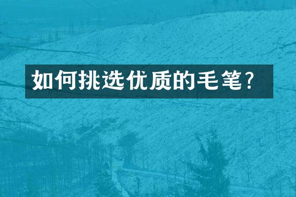 如何挑选优质的毛笔？