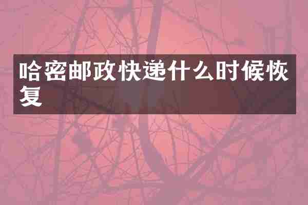 哈密邮政快递什么时候恢复