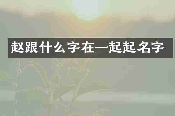 赵跟什么字在一起起名字