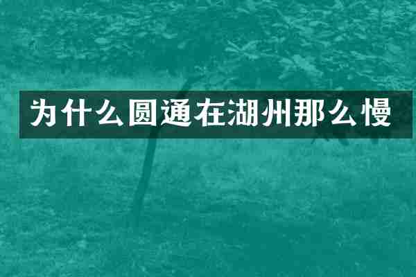 为什么圆通在湖州那么慢