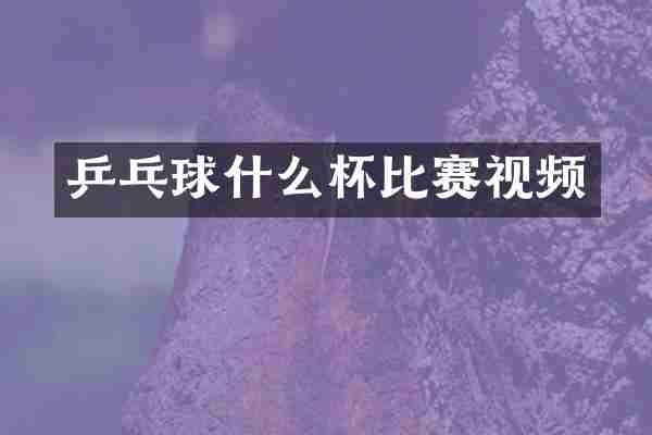 乒乓球什么杯比赛视频