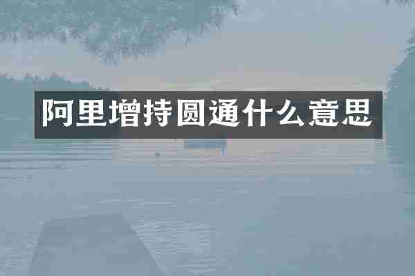 阿里增持圆通什么意思