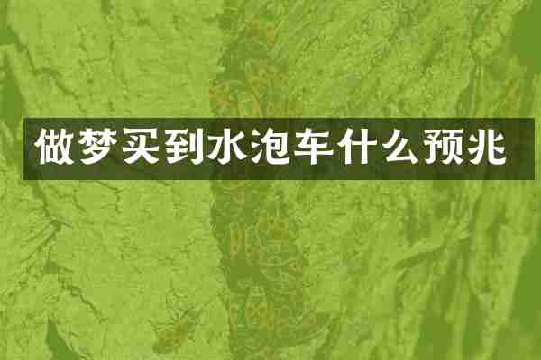 做梦买到水泡车什么预兆