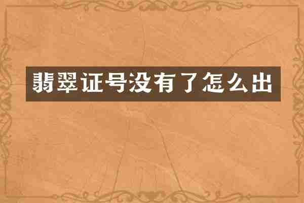 翡翠证号没有了怎么出