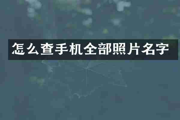 怎么查手机全部照片名字