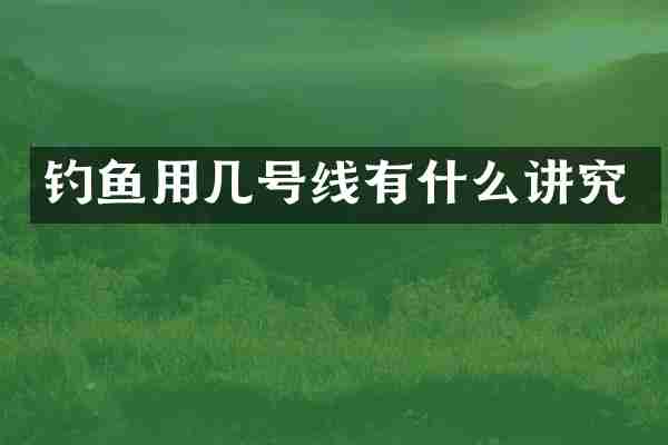 钓鱼用几号线有什么讲究