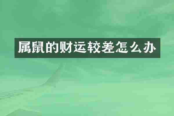 属鼠的财运较差怎么办