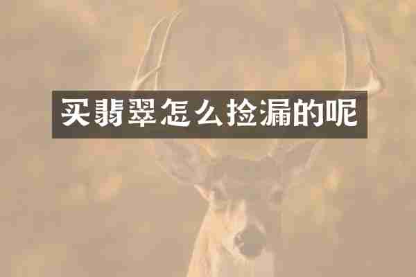 买翡翠怎么捡漏的呢