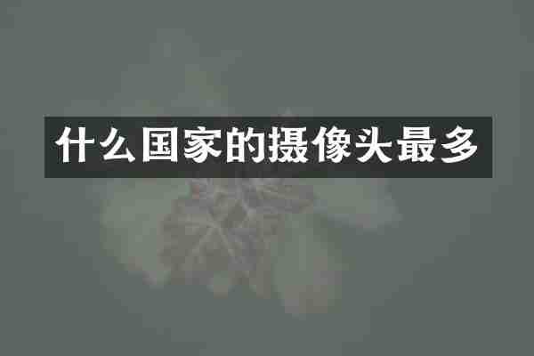 什么国家的摄像头最多