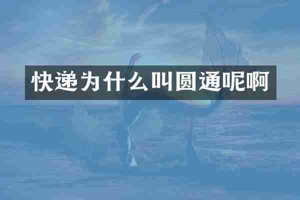 快递为什么叫圆通呢啊