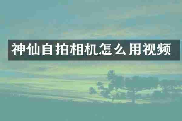 神仙自拍相机怎么用视频