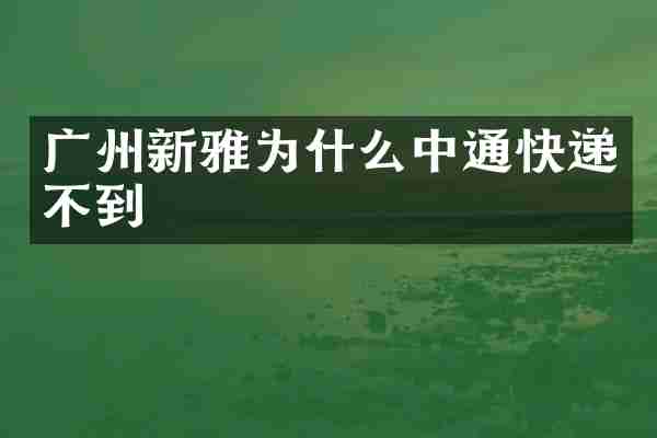 广州新雅为什么中通快递不到