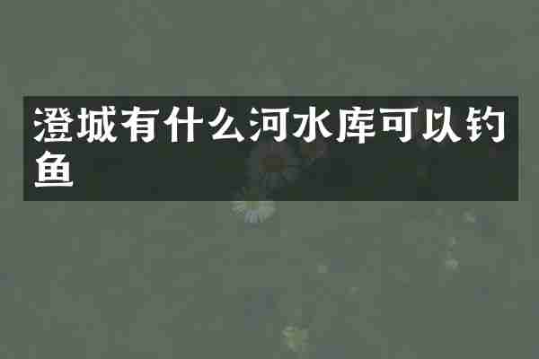 澄城有什么河水库可以钓鱼