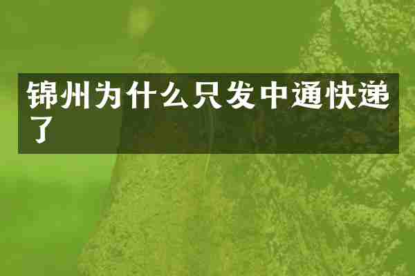 锦州为什么只发中通快递了