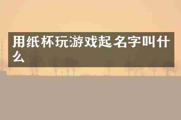 用纸杯玩游戏起名字叫什么