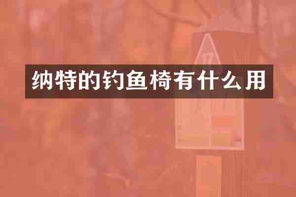 纳特的钓鱼椅有什么用